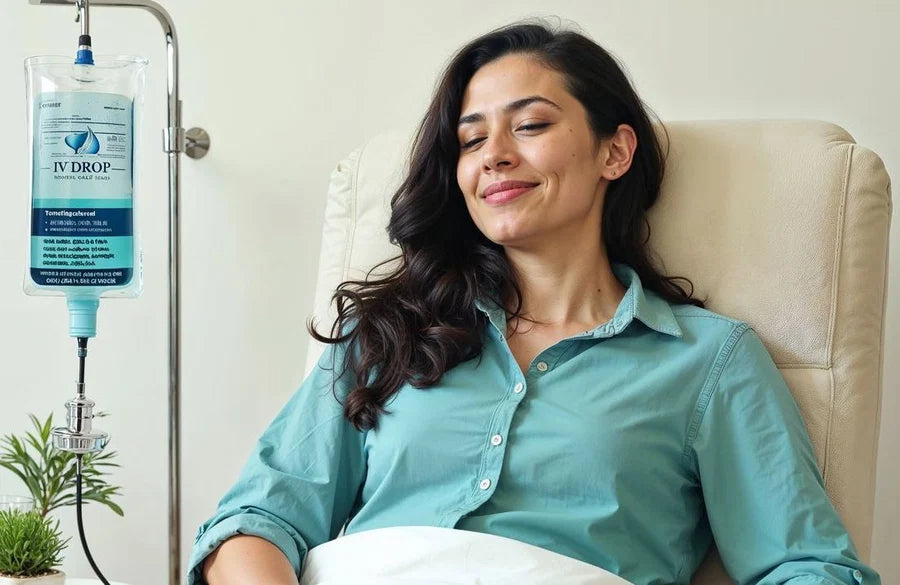 Client relaxing during an IV drip
